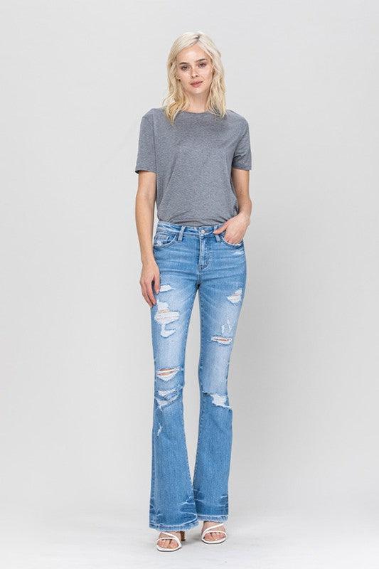 Mid Rise Flare Jeans- Doss Dollz