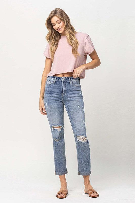 Mid Rise Flare Jeans- Doss Dollz