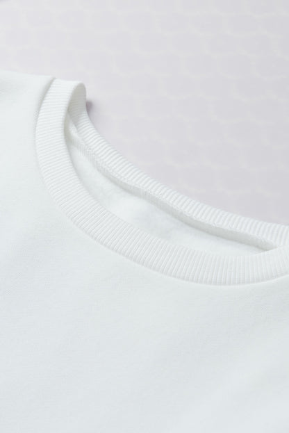White XOXO Glitter Chenille Cable Knit Pullover Sweatshirt