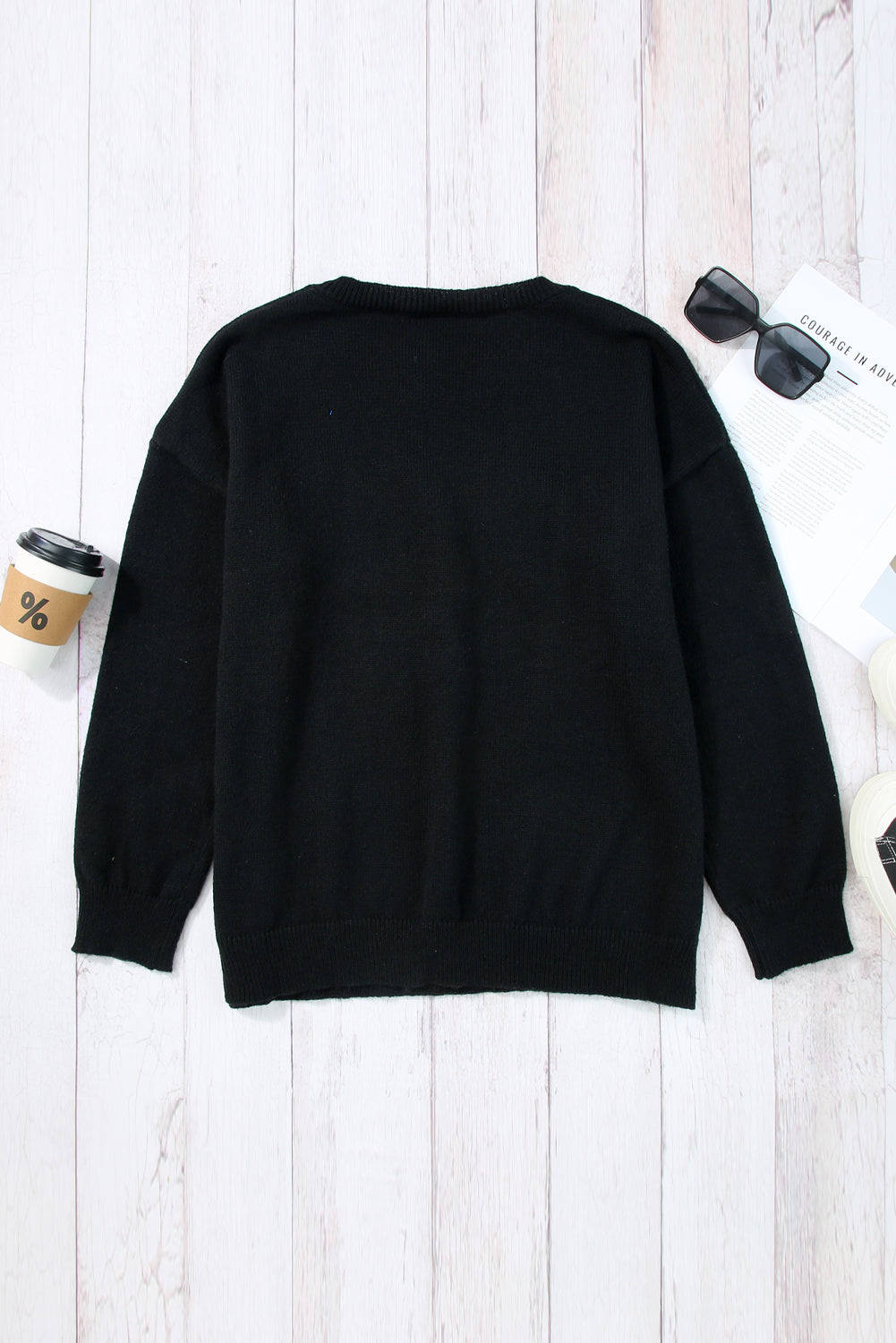 Pink Howdy Heart Graphic Round Neck Casual Sweater