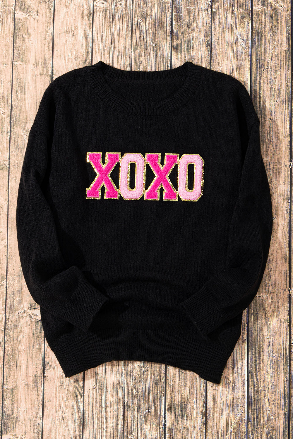 Pink Howdy Heart Graphic Round Neck Casual Sweater