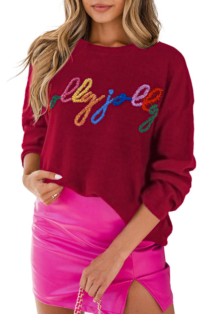 Glitter Print Round Neck Casual Sweater