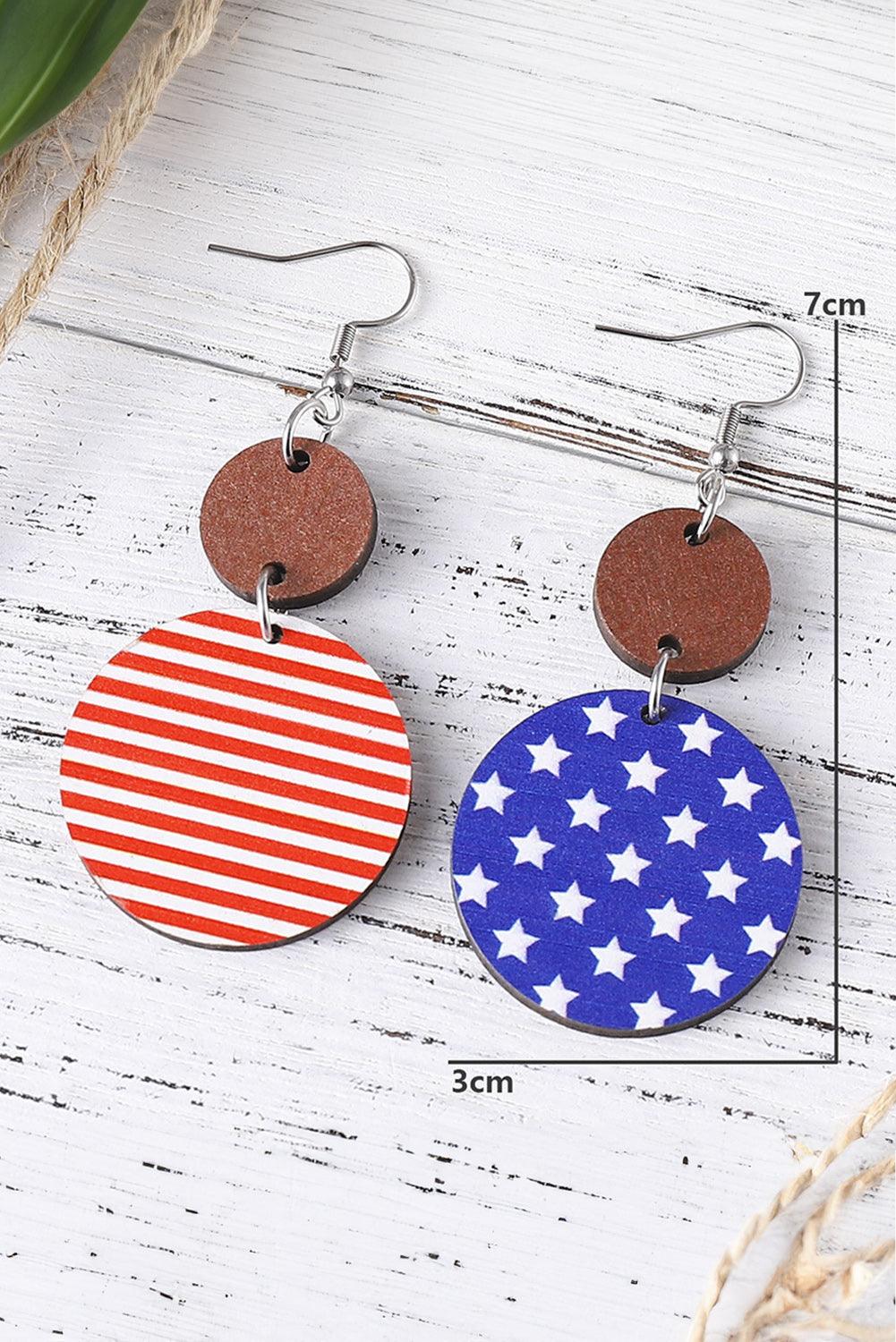 Dark Blue 4th of July Wooden Flag Earrings