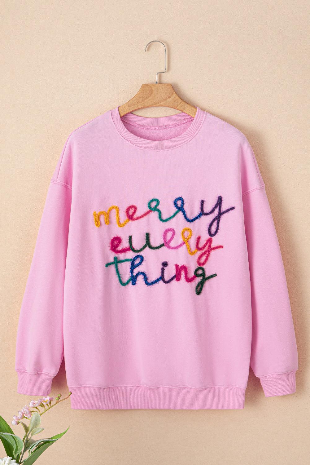 Pink Howdy Heart Graphic Round Neck Casual Sweater