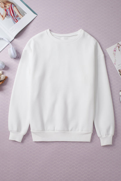 White XOXO Glitter Chenille Cable Knit Pullover Sweatshirt