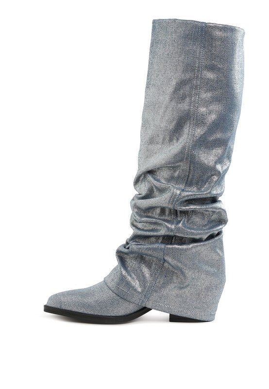 Capella Fold-Over Slouchy Denim Boot