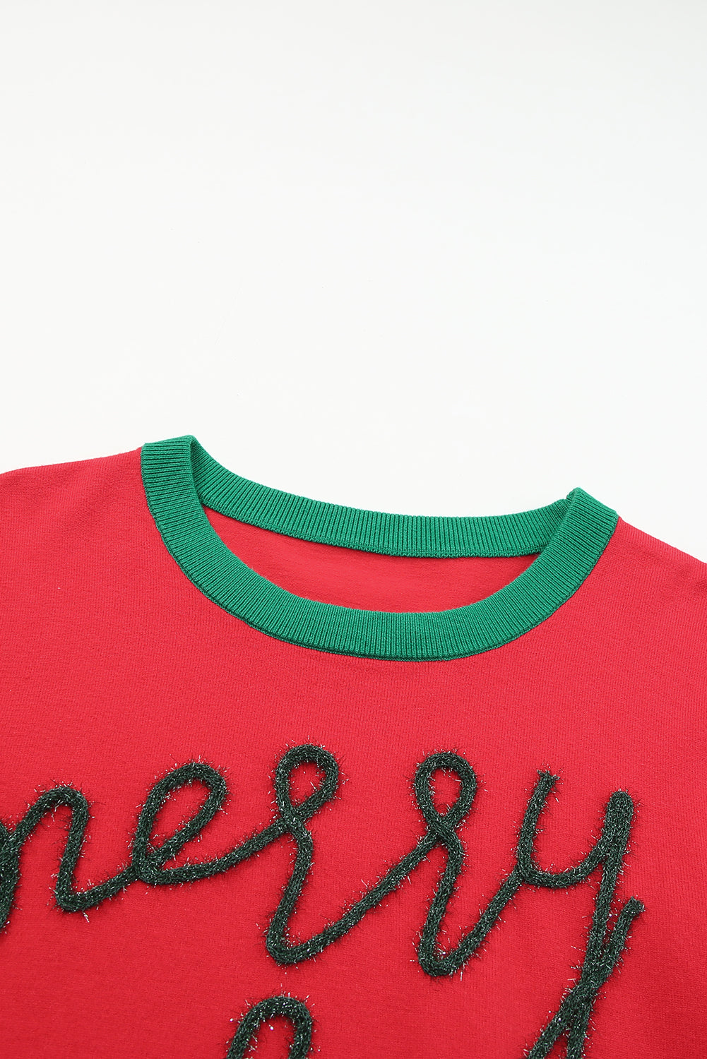 Glitter Print Round Neck Casual Sweater
