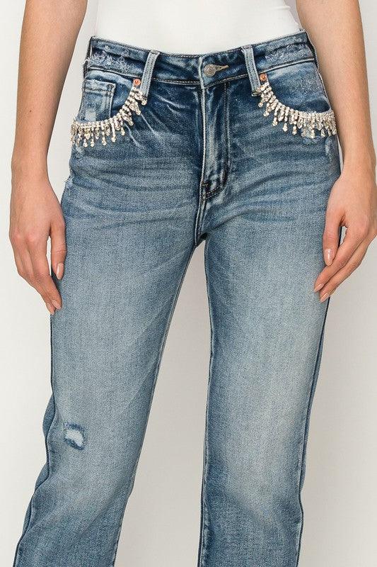 Mid Rise Flare Jeans- Doss Dollz