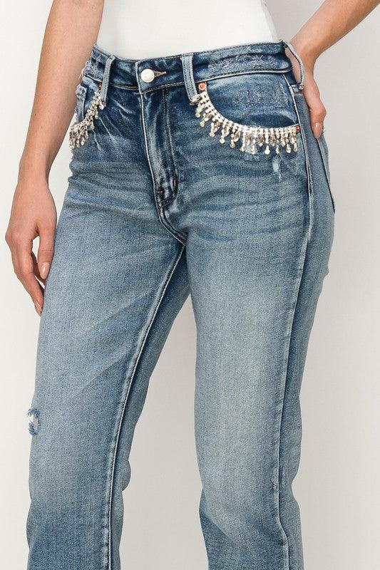 Mid Rise Flare Jeans- Doss Dollz