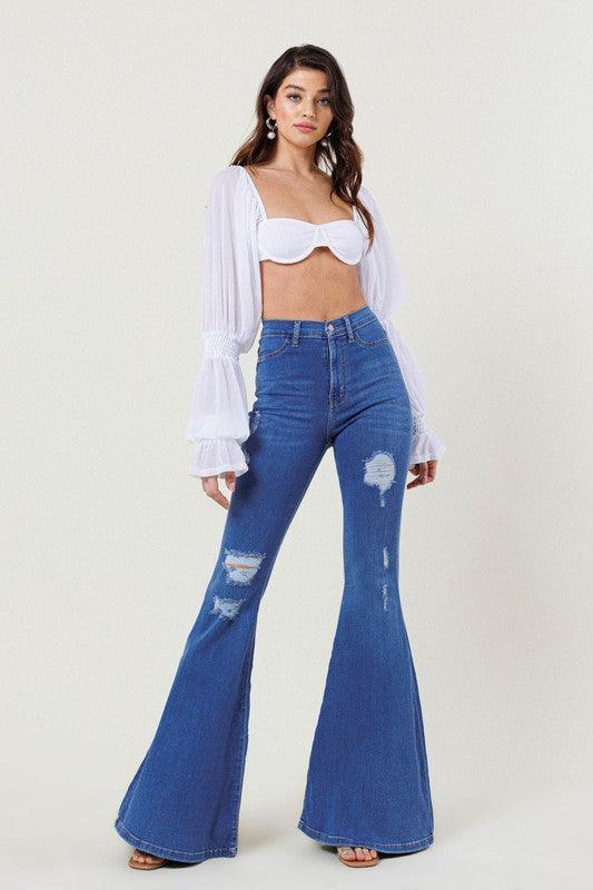 Mid Rise Flare Jeans- Doss Dollz