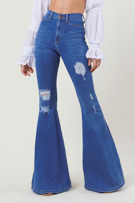 Mid Rise Flare Jeans- Doss Dollz