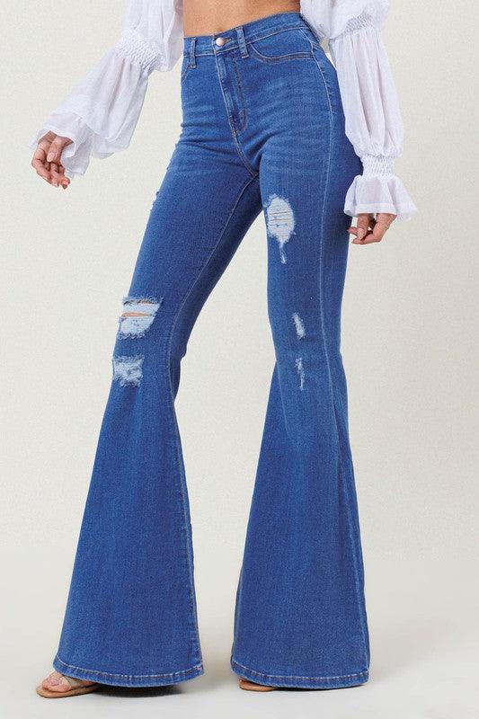 Mid Rise Flare Jeans- Doss Dollz