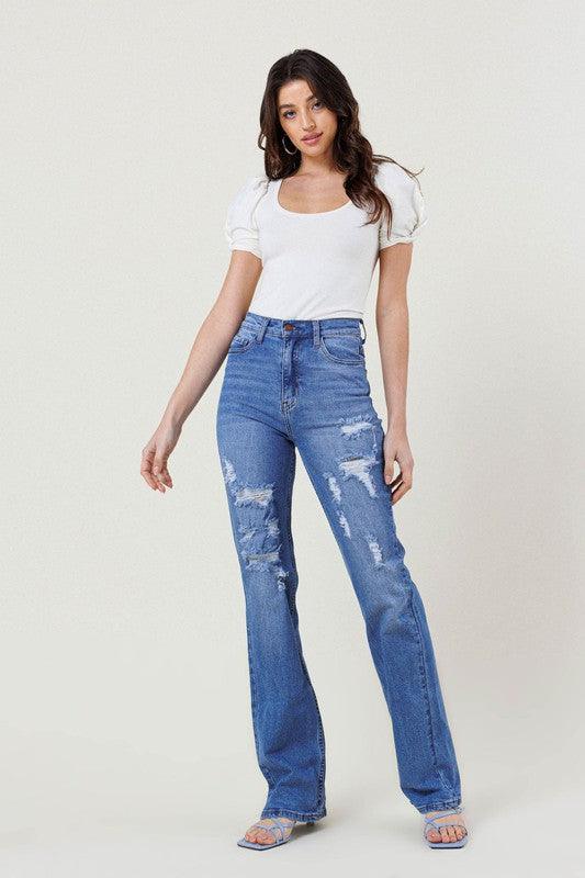 Mid Rise Flare Jeans- Doss Dollz