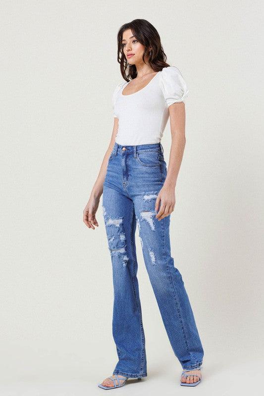 Mid Rise Flare Jeans- Doss Dollz