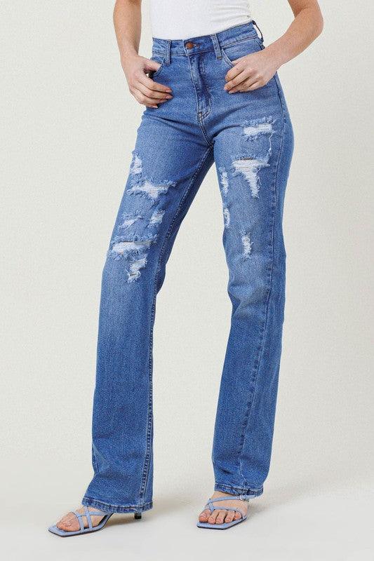 Mid Rise Flare Jeans- Doss Dollz