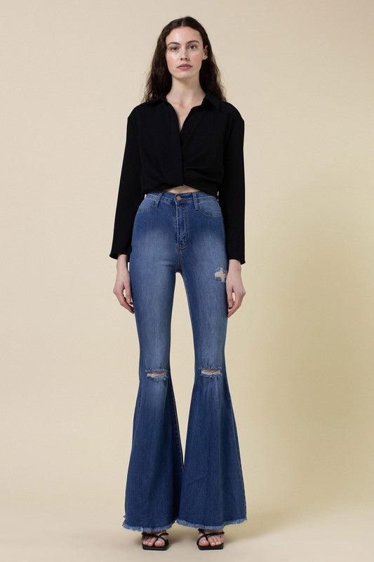 Mid Rise Flare Jeans- Doss Dollz