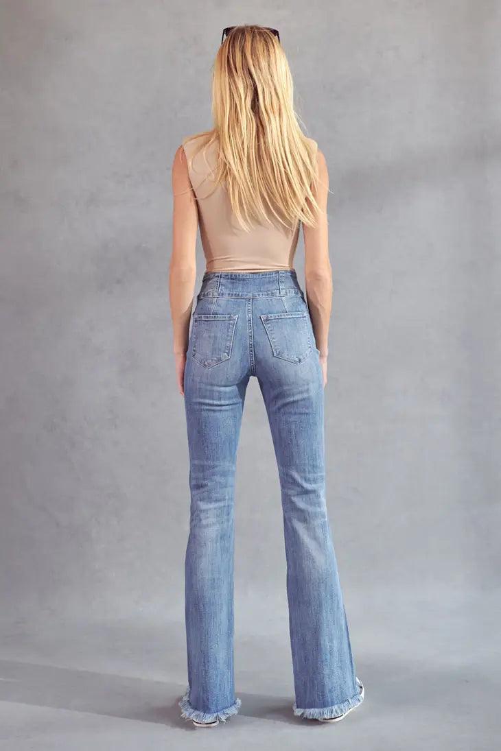 Mid Rise Flare Jeans- Doss Dollz