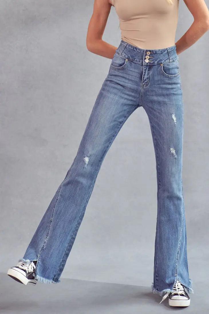 Mid Rise Flare Jeans- Doss Dollz