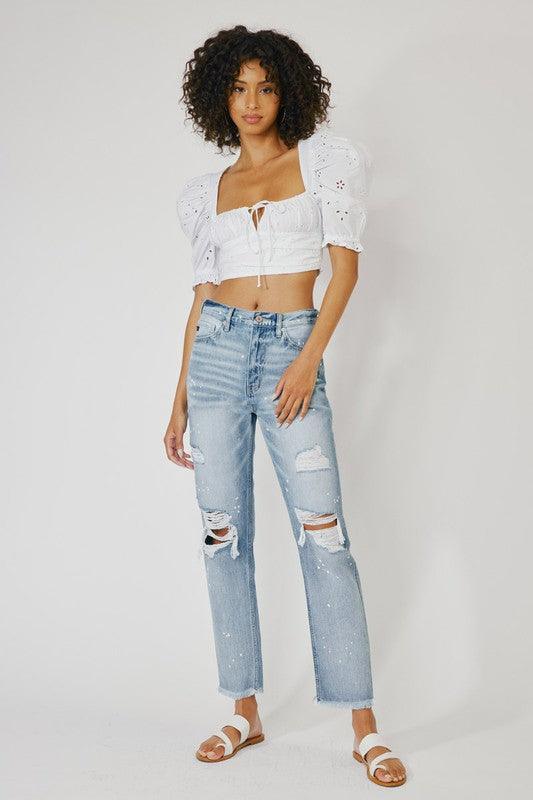 Mid Rise Flare Jeans- Doss Dollz