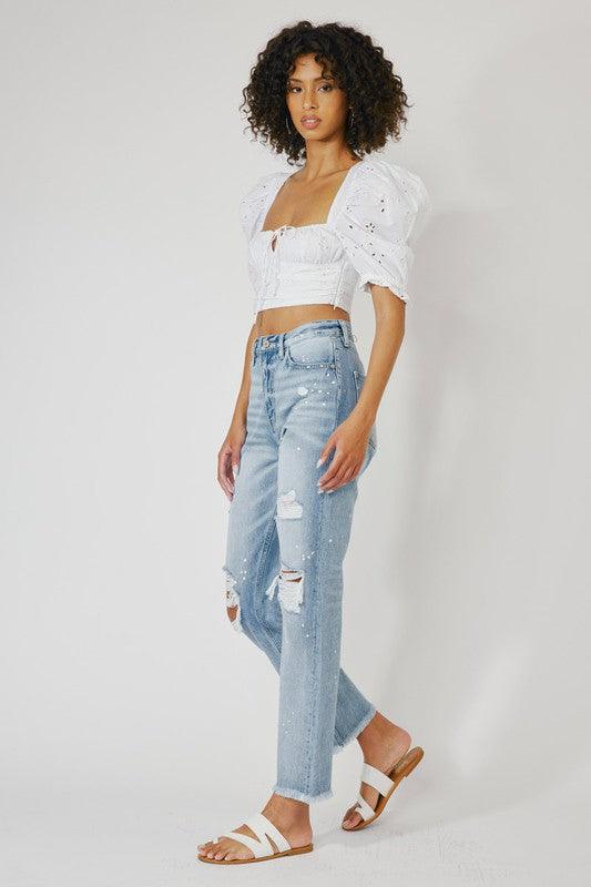 Mid Rise Flare Jeans- Doss Dollz