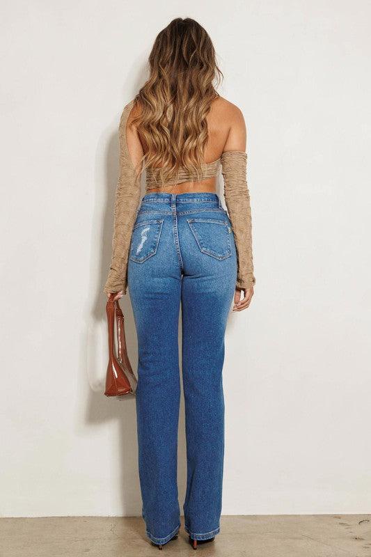 Mid Rise Flare Jeans- Doss Dollz