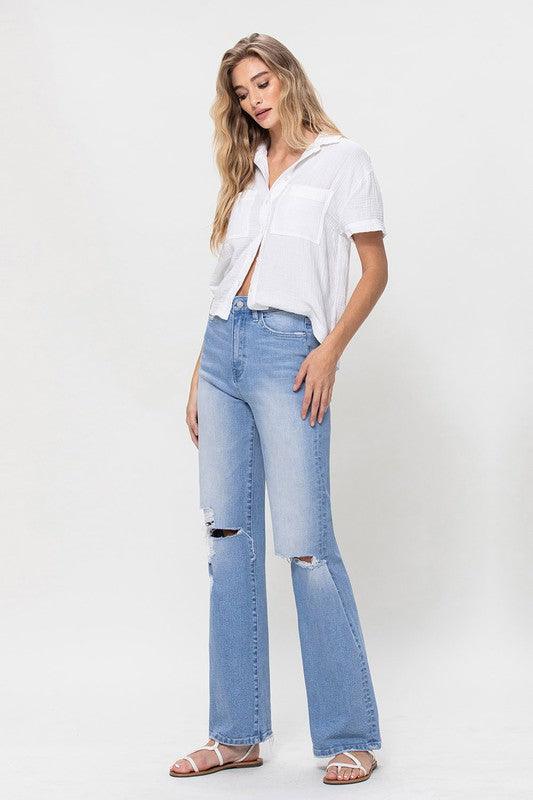 Mid Rise Flare Jeans- Doss Dollz