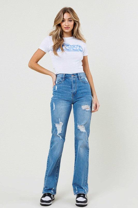 Mid Rise Flare Jeans- Doss Dollz