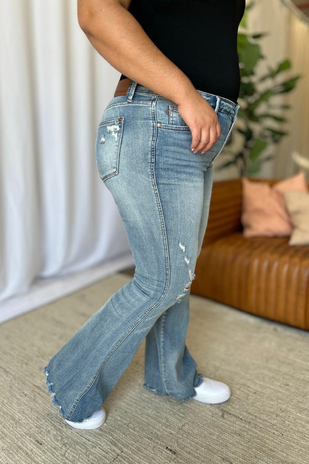 Mid Rise Flare Jeans- Doss Dollz