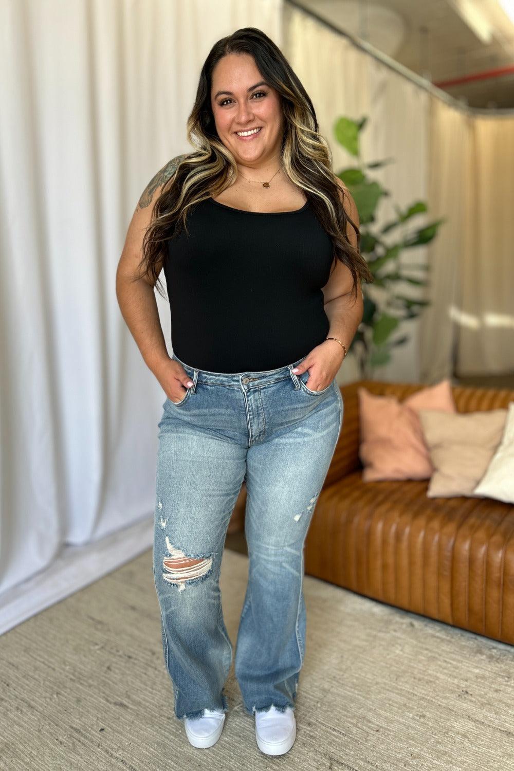 Mid Rise Flare Jeans- Doss Dollz