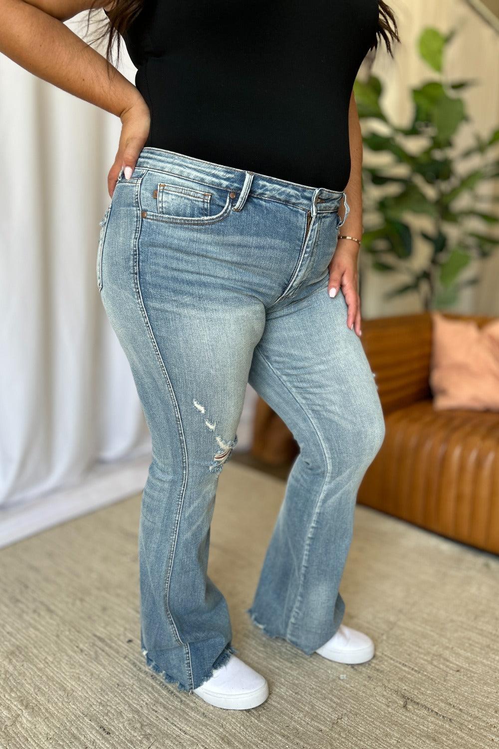 Mid Rise Flare Jeans- Doss Dollz