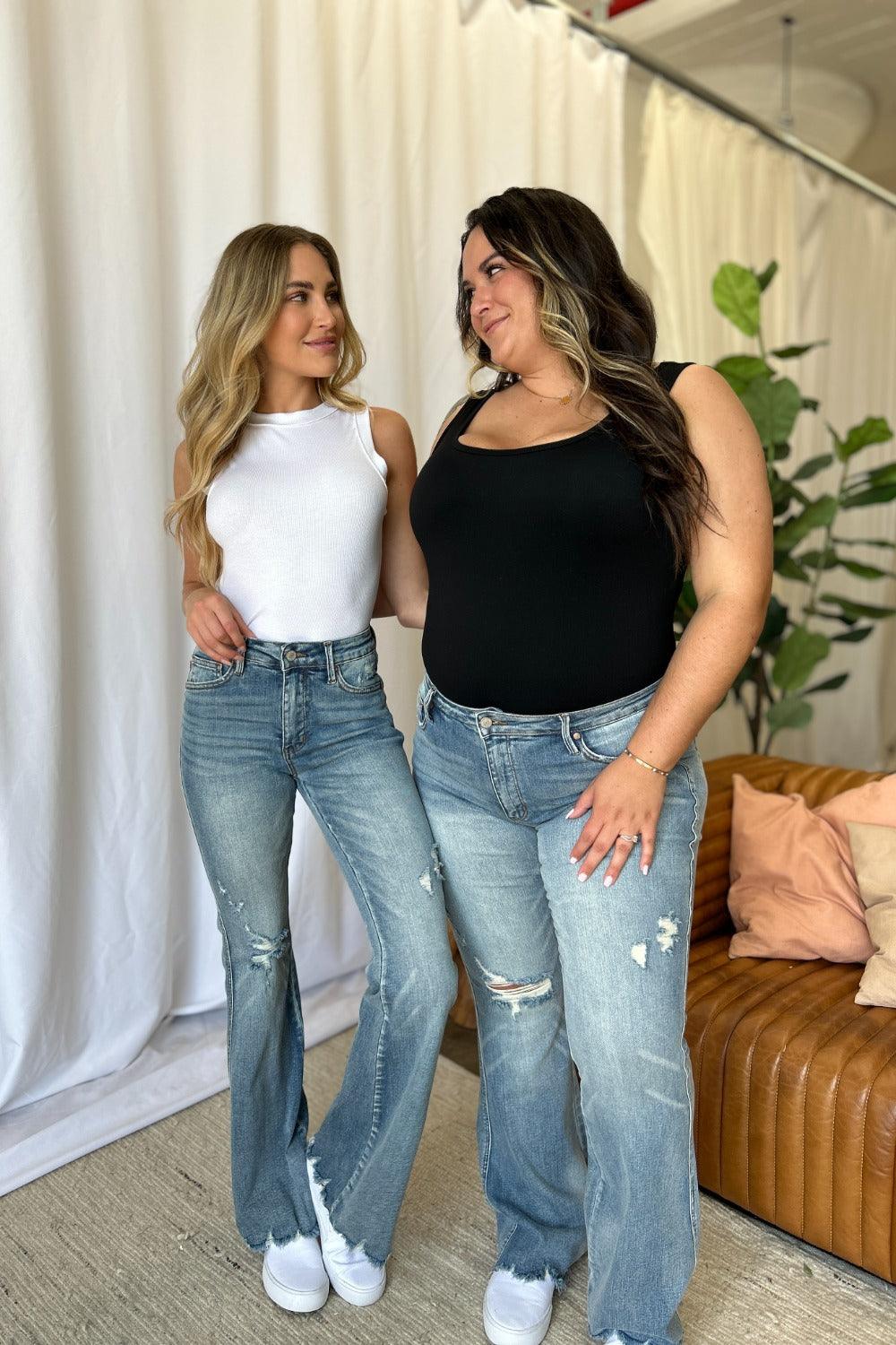 Mid Rise Flare Jeans- Doss Dollz
