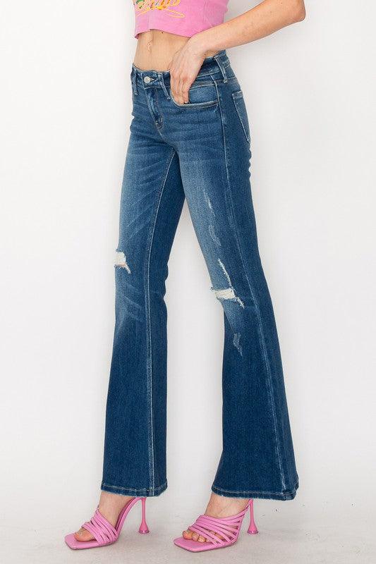 Mid Rise Flare Jeans- Doss Dollz