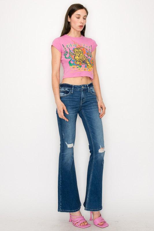 Mid Rise Flare Jeans- Doss Dollz