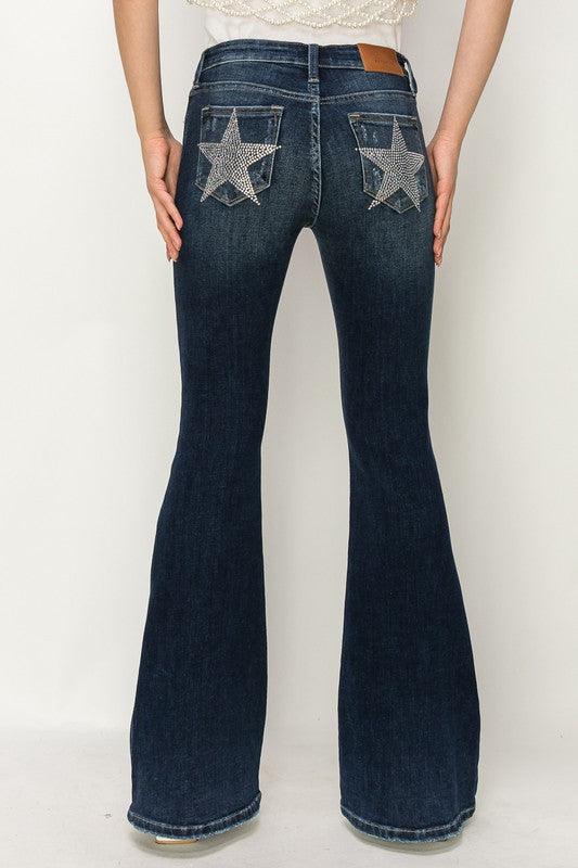 Mid Rise Flare Jeans- Doss Dollz