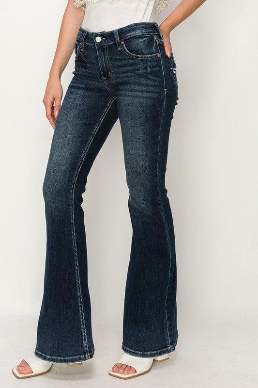 Mid Rise Flare Jeans- Doss Dollz