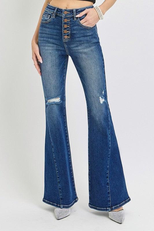 Mid Rise Flare Jeans- Doss Dollz