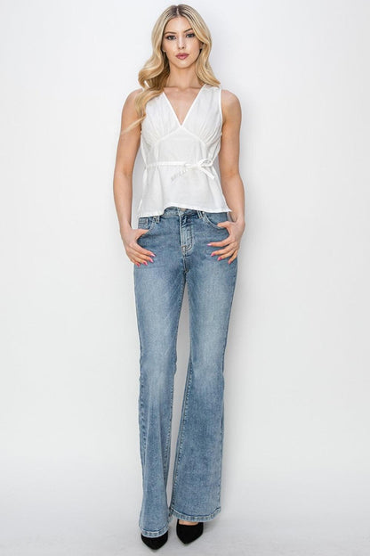 Mid Rise Flare Jeans- Doss Dollz